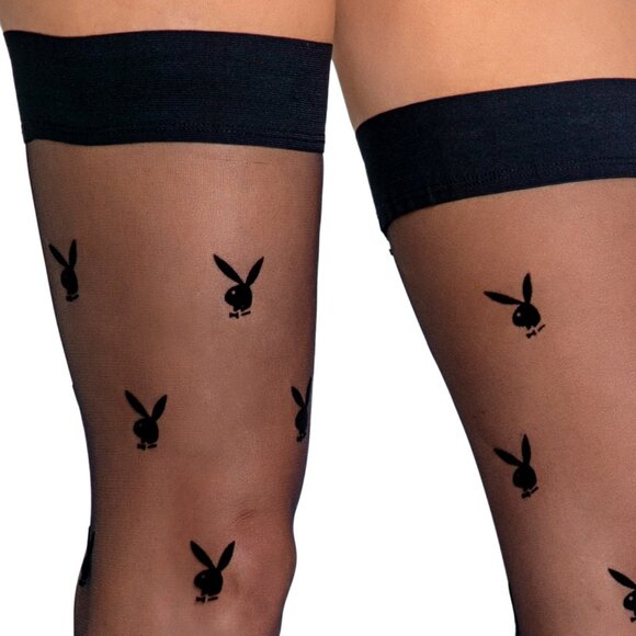 Playboy Bunny Stockings with Stay Up Silicone Tops - Picture 4 of 5